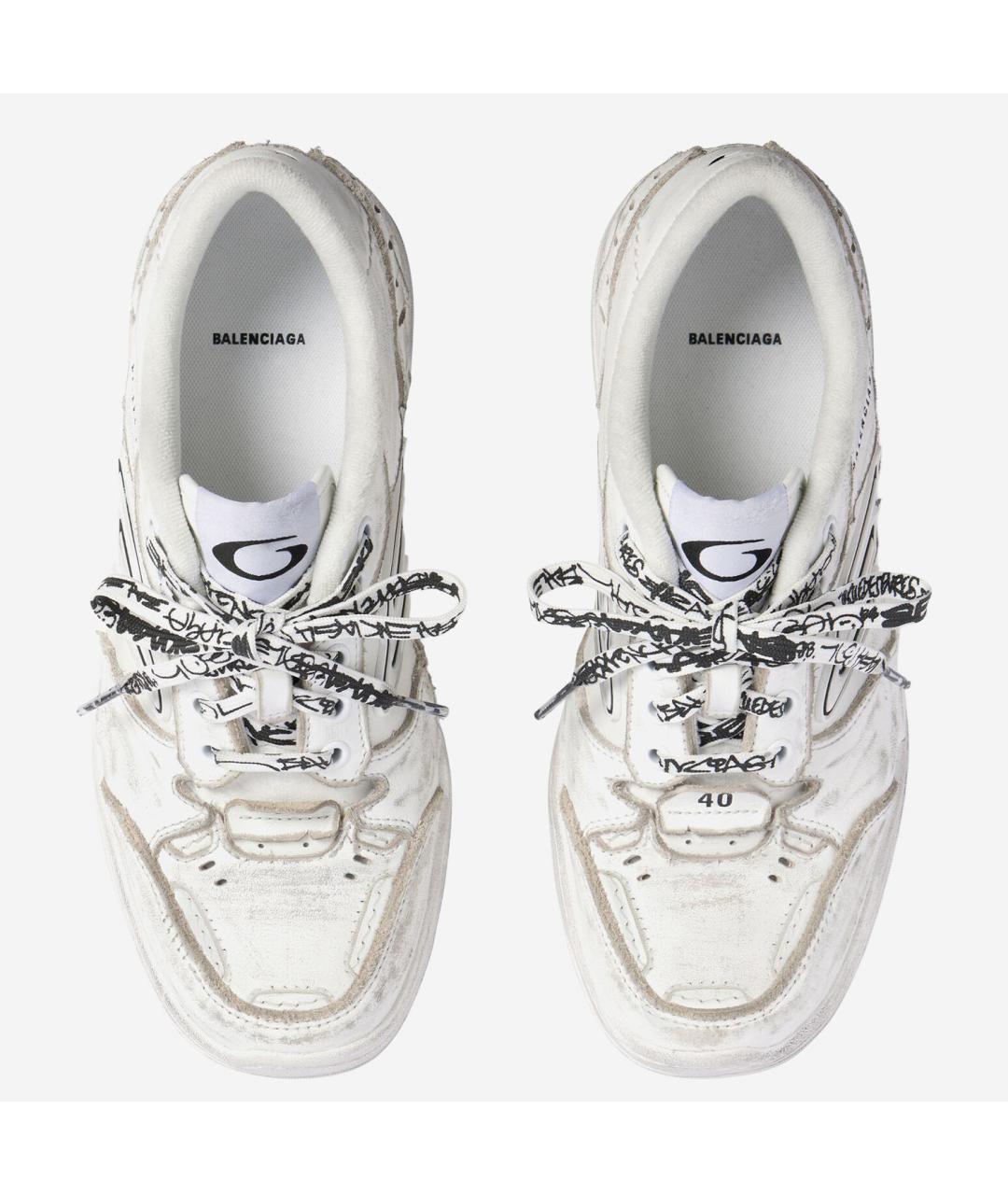 BALENCIAGA Белые кожаные кроссовки, фото 2