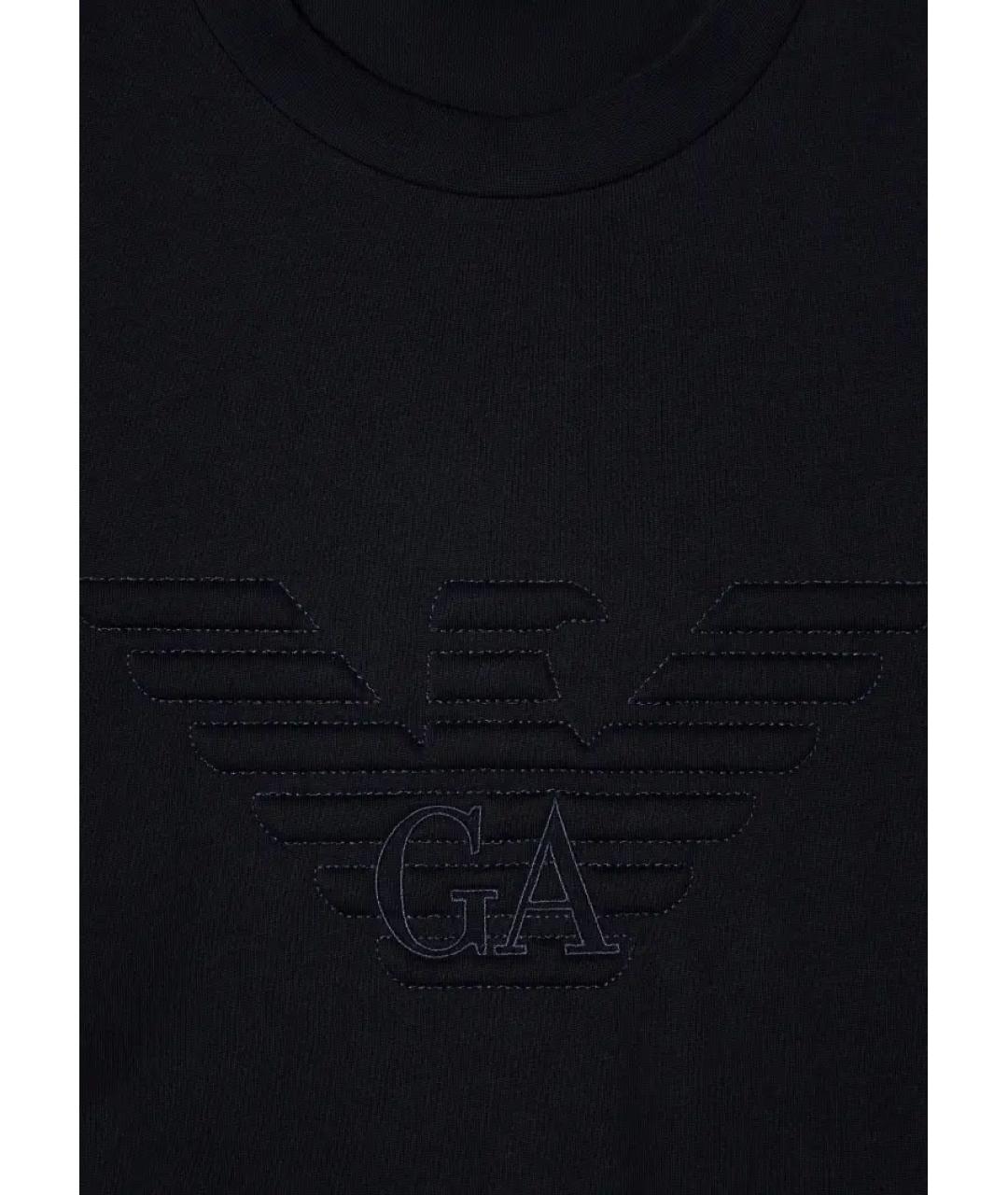 EMPORIO ARMANI Темно-синяя хлопковая футболка, фото 3