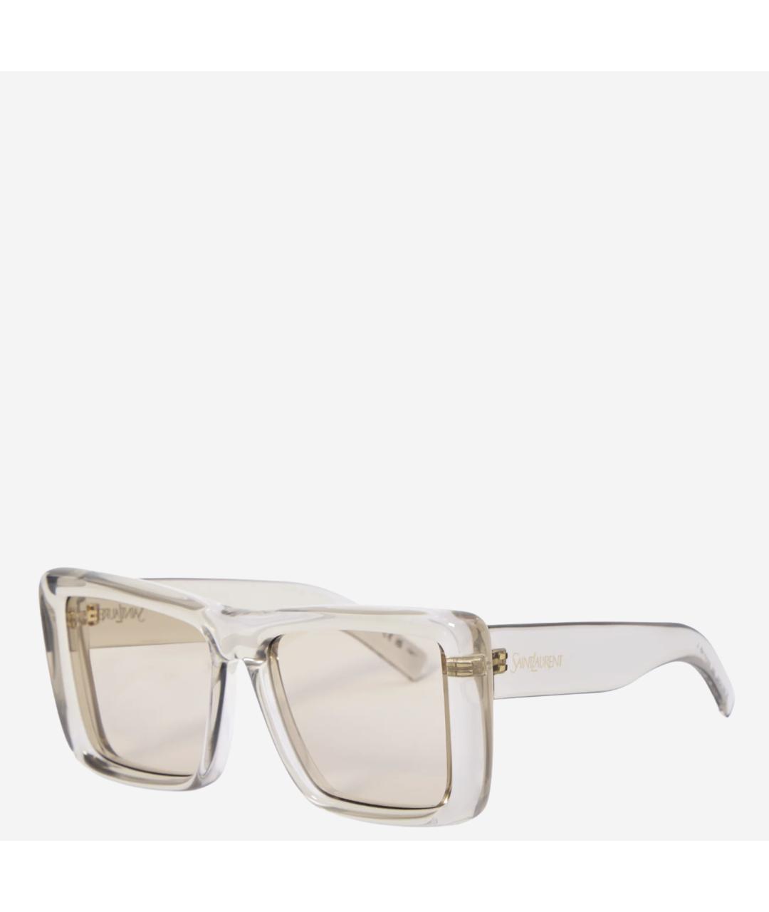 SAINT LAURENT Бежевые пластиковые солнцезащитные очки, фото 2