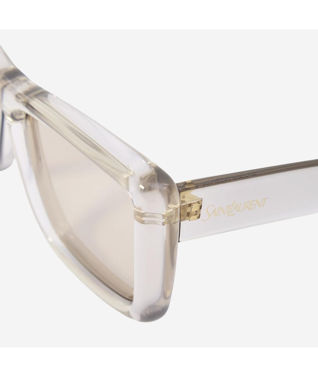 SAINT LAURENT Бежевые пластиковые солнцезащитные очки, фото 3