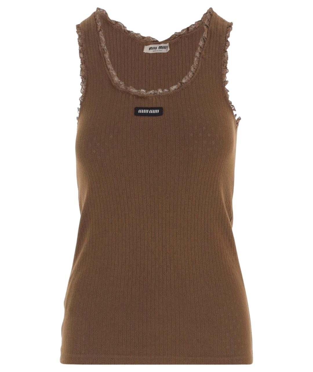 MIU MIU Коричневая хлопковая майка, фото 1