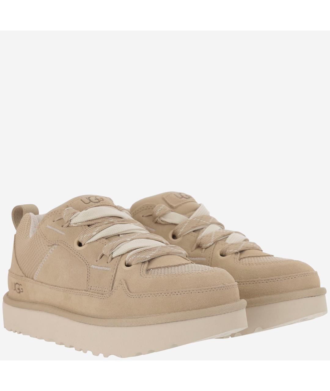UGG AUSTRALIA Бежевые замшевые низкие кроссовки / кеды, фото 3