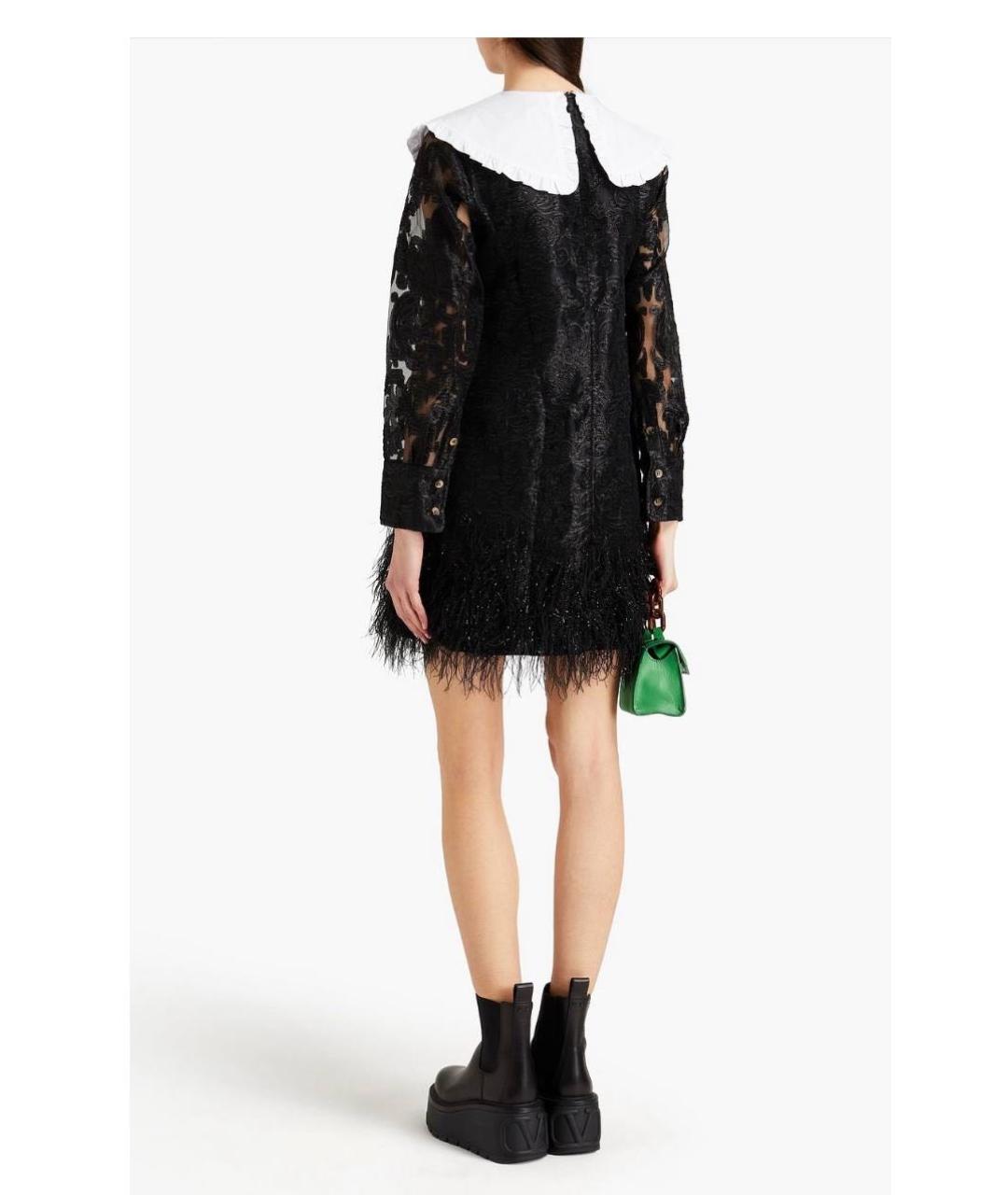 GANNI Черное кружевное коктейльное платье, фото 2