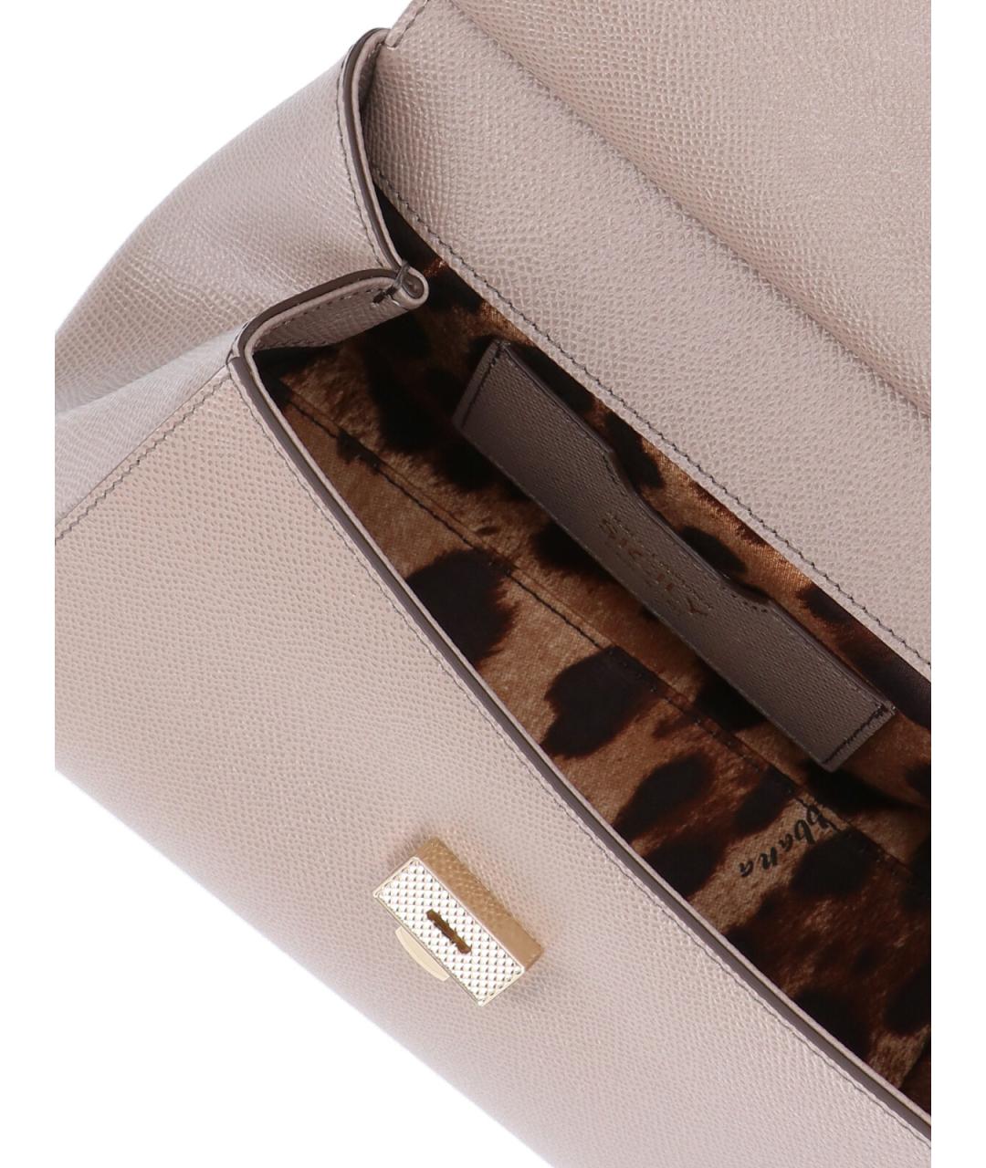 DOLCE&GABBANA Бежевая кожаная сумка тоут, фото 4