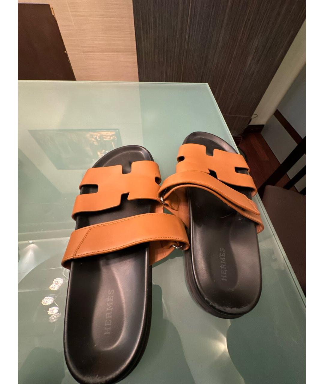 HERMES Коричневые кожаные сандалии, фото 5