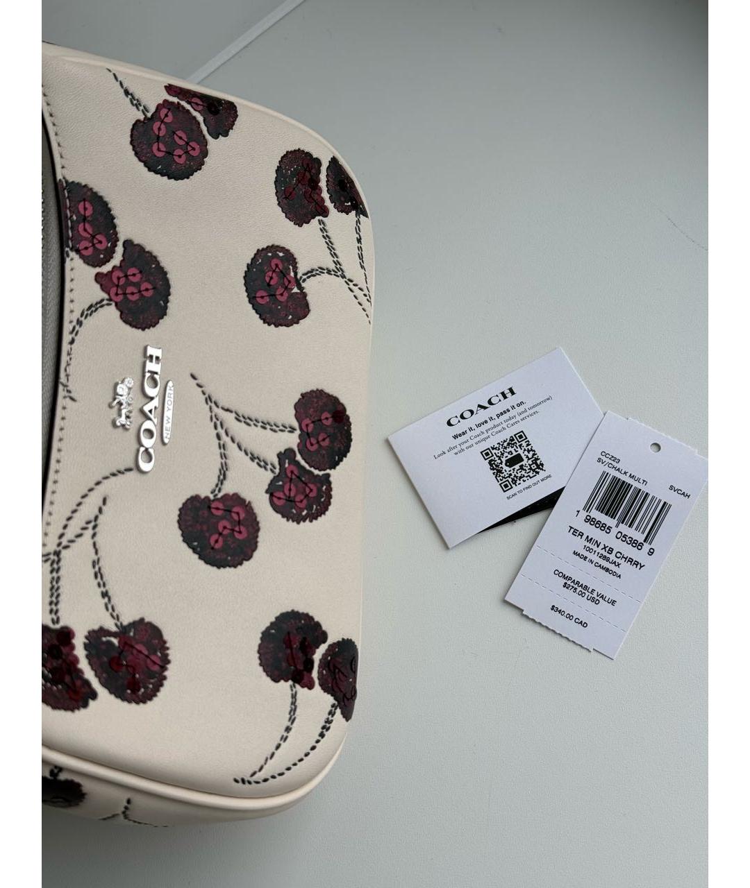 COACH Белая кожаная сумка через плечо, фото 5