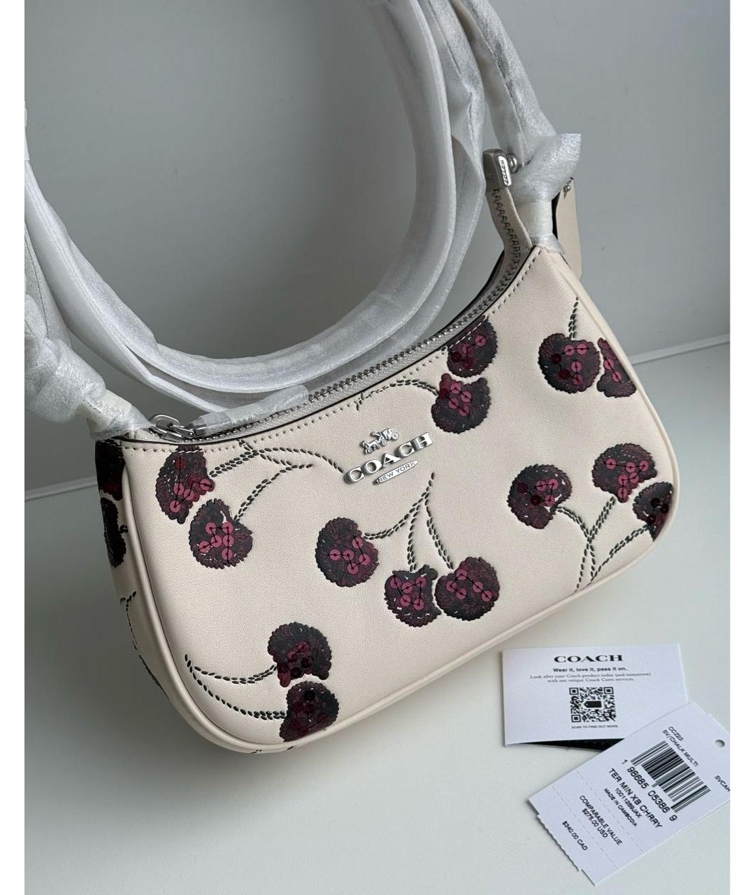 COACH Белая кожаная сумка через плечо, фото 2