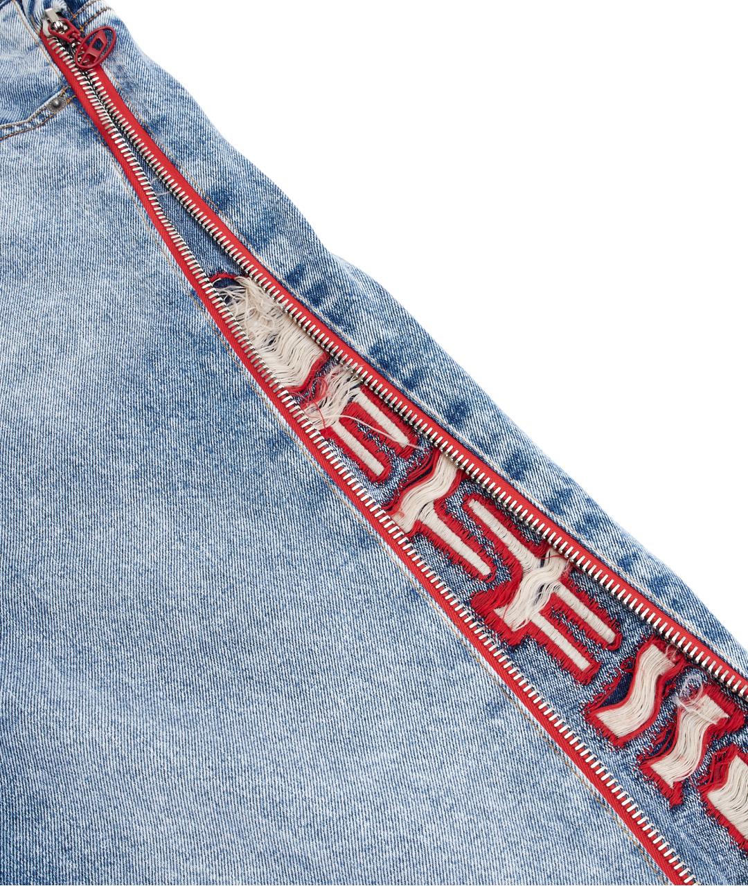 DIESEL Голубые хлопковые прямые джинсы, фото 5