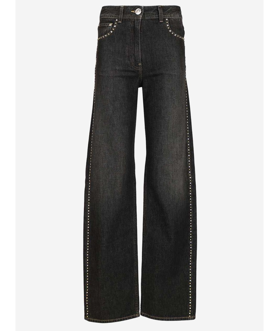 VERSACE Черные хлопковые джинсы клеш, фото 4