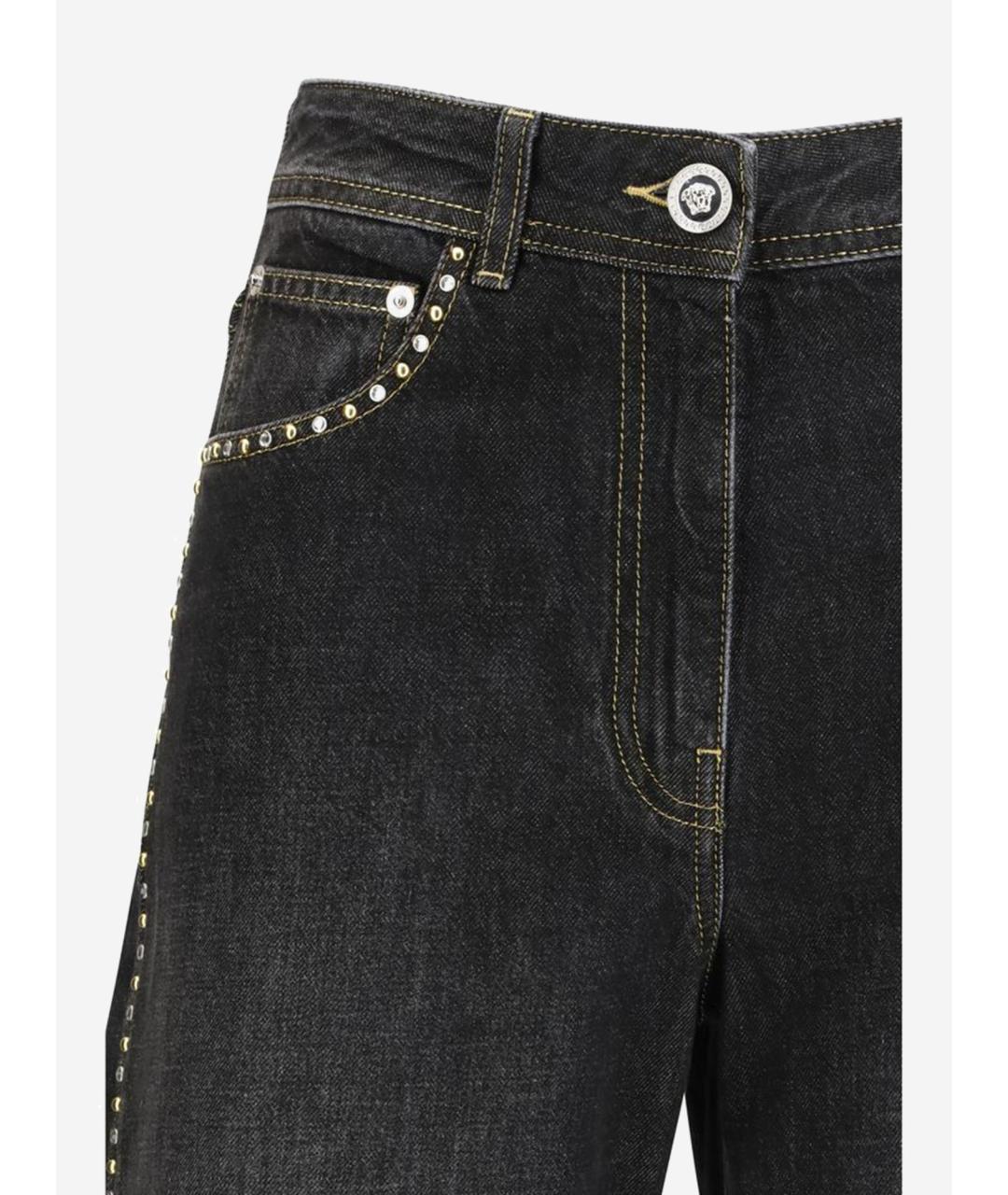 VERSACE Черные хлопковые джинсы клеш, фото 3