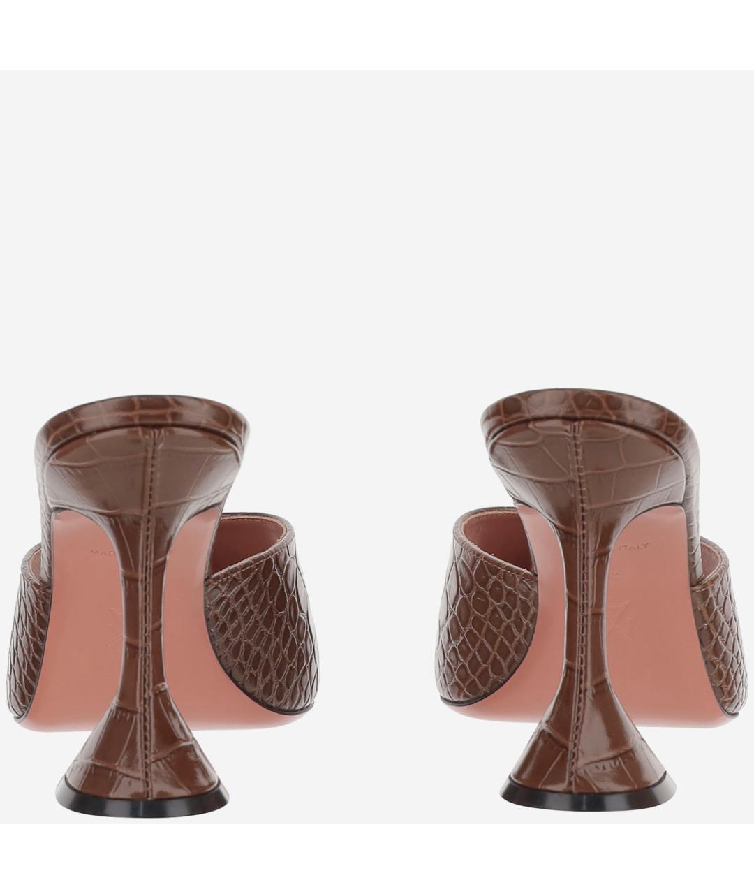 Amina Muaddi Коричневые кожаные мюли, фото 3