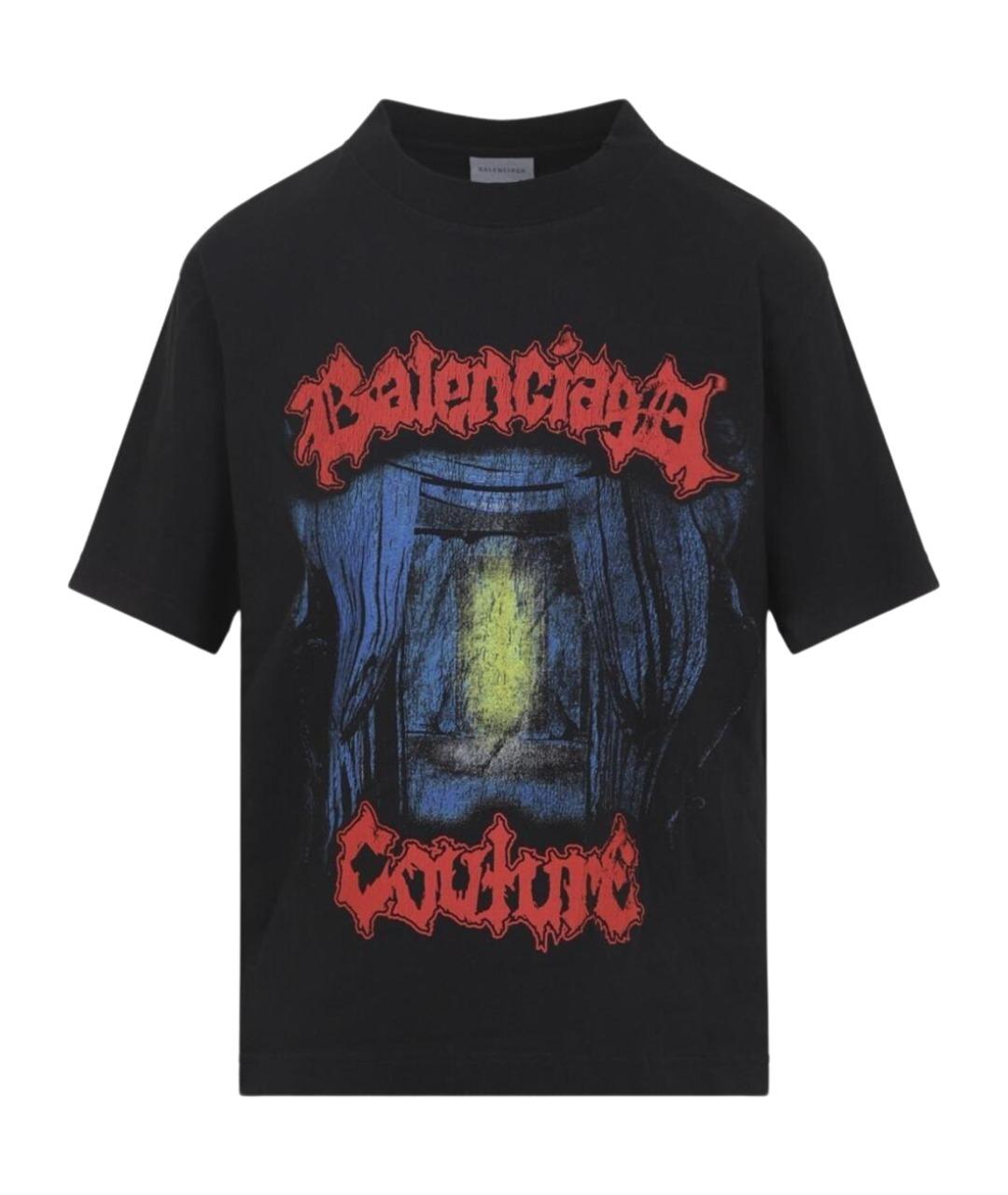 BALENCIAGA Черная хлопковая футболка, фото 1