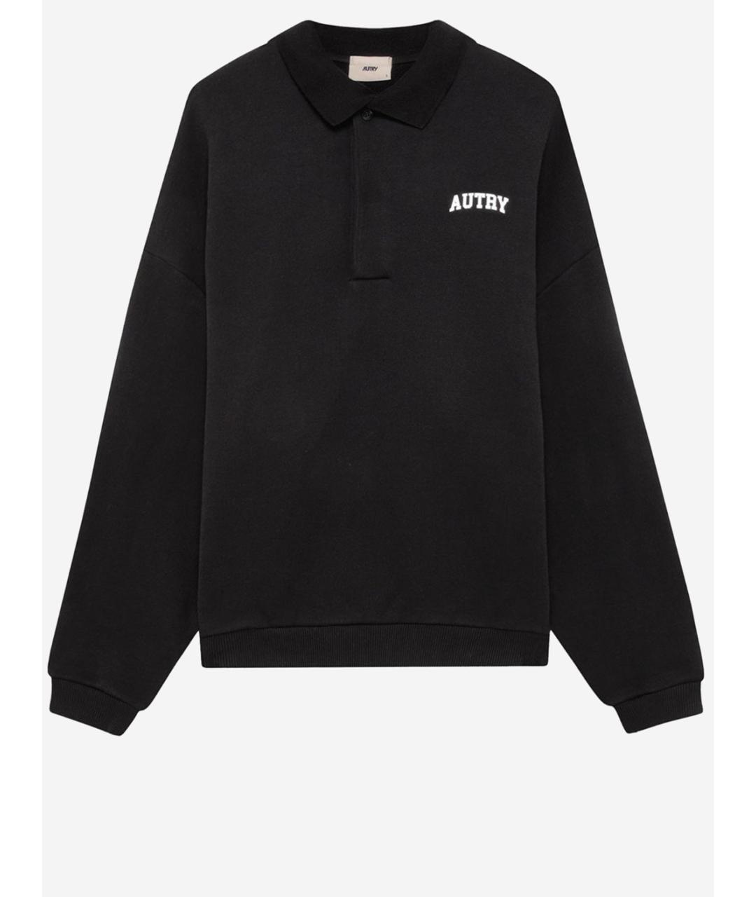 AUTRY Черное хлопковое поло с длинным рукавом, фото 2