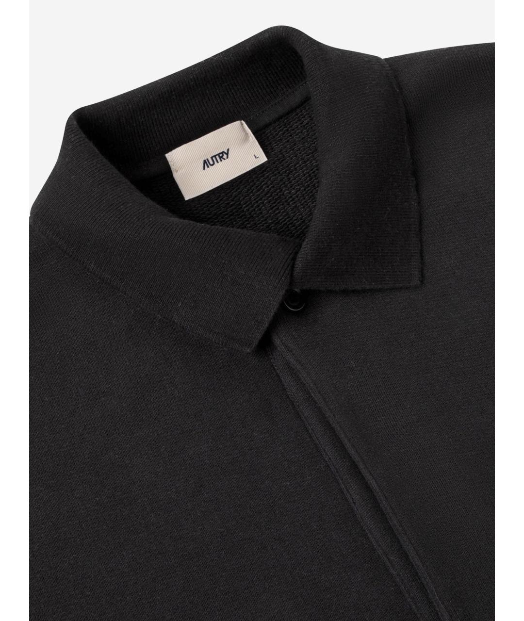 AUTRY Черное хлопковое поло с длинным рукавом, фото 4