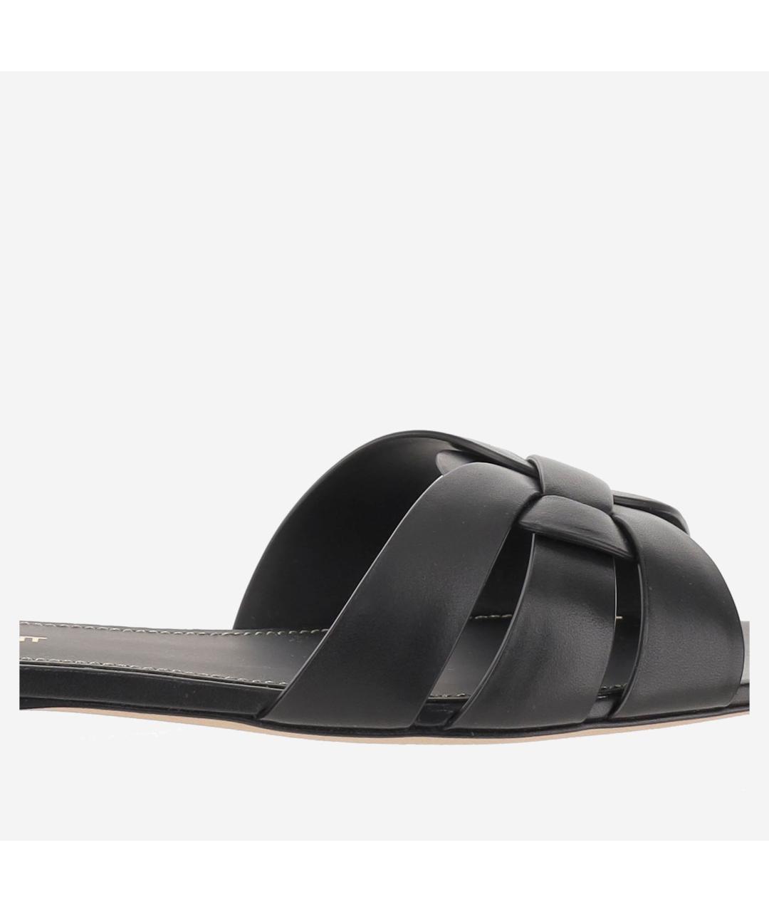 SAINT LAURENT Черные кожаные шлепанцы, фото 5