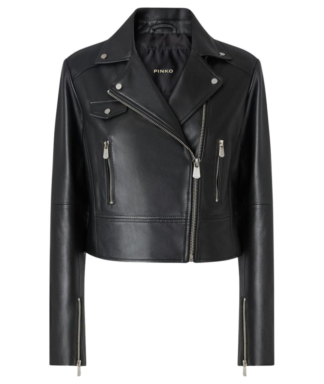 PINKO Черная кожаная куртка, фото 1
