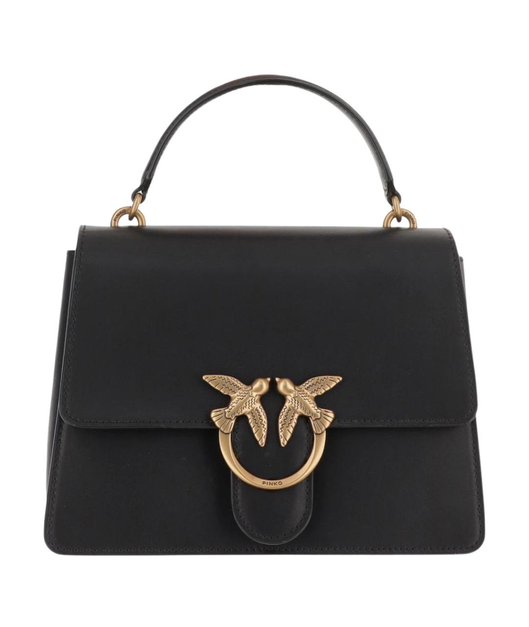 PINKO Черная кожаная сумка с короткими ручками, фото 1