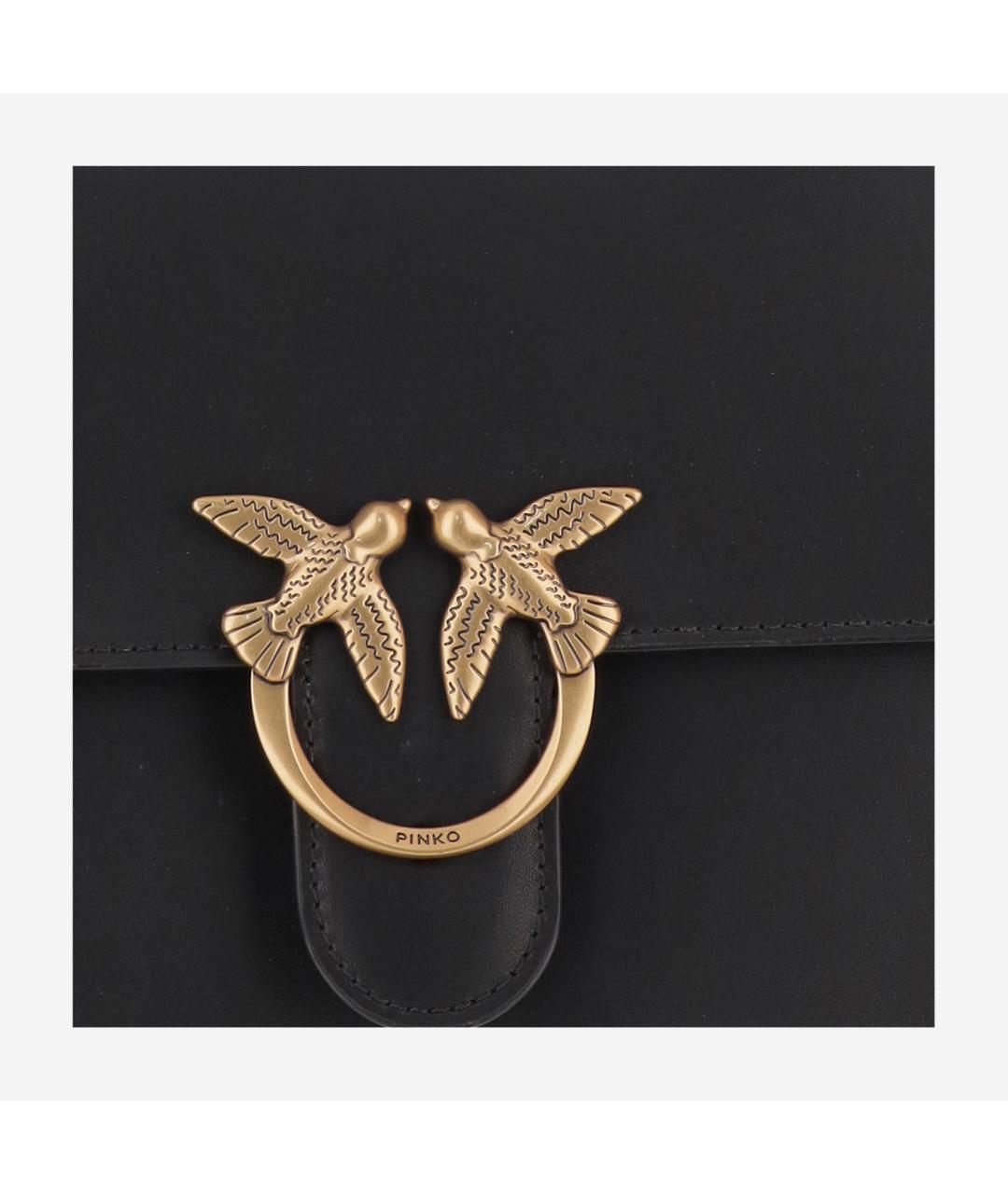 PINKO Черная кожаная сумка с короткими ручками, фото 5