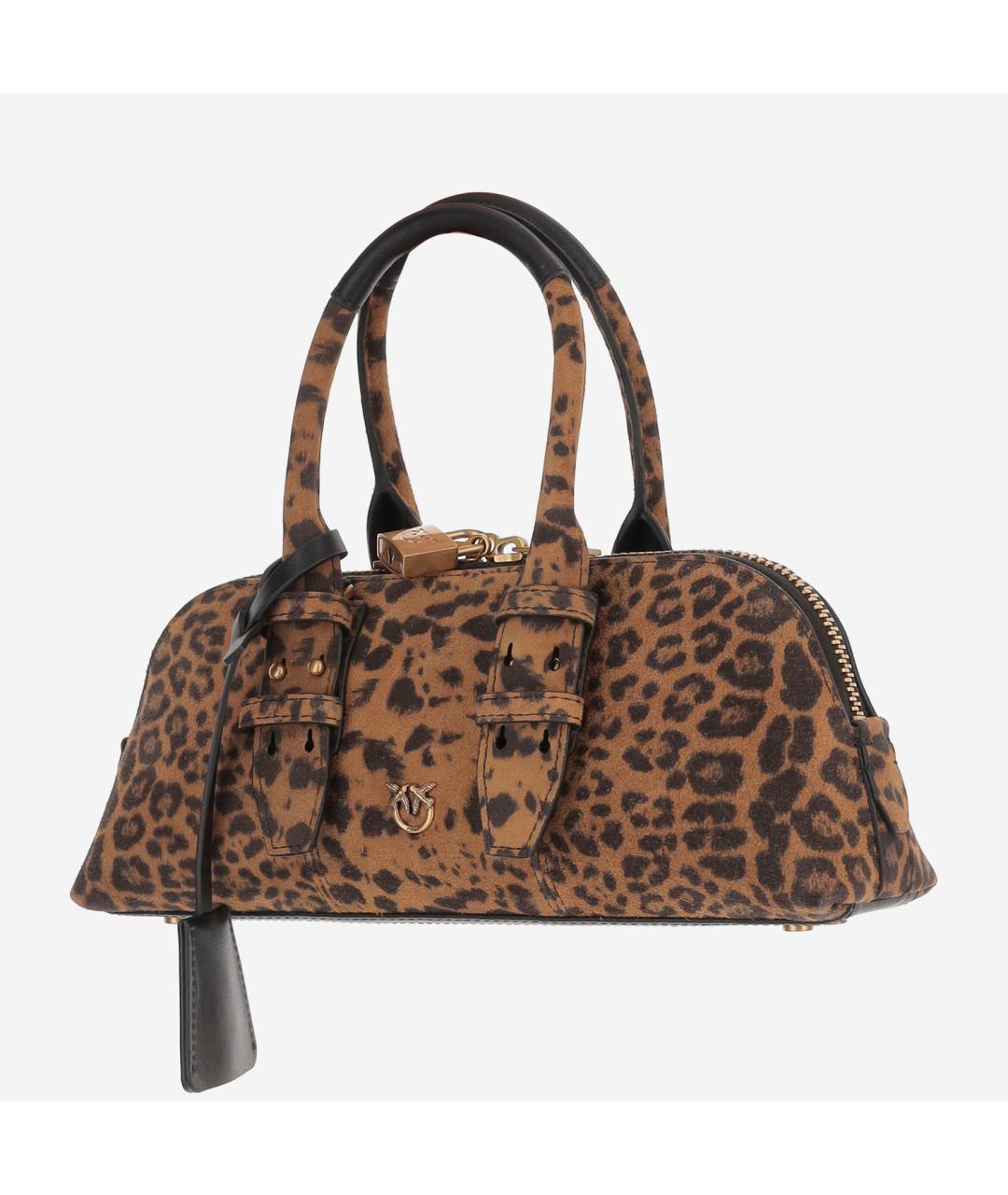 PINKO Коричневая кожаная сумка с короткими ручками, фото 2