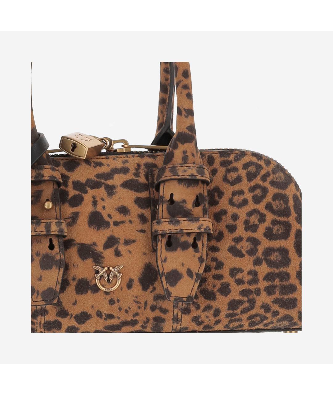 PINKO Коричневая кожаная сумка с короткими ручками, фото 4