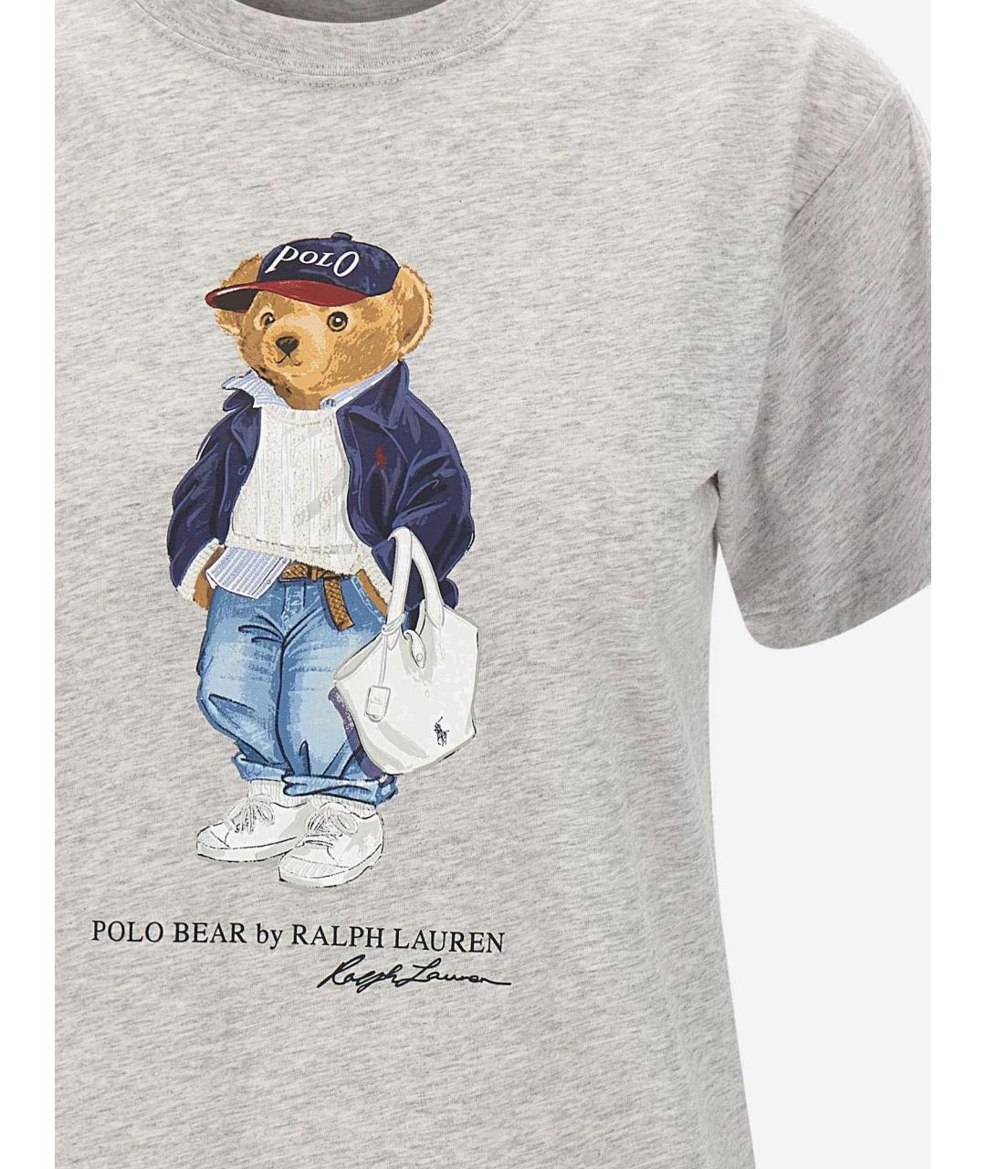 POLO RALPH LAUREN Серая хлопковая футболка, фото 3