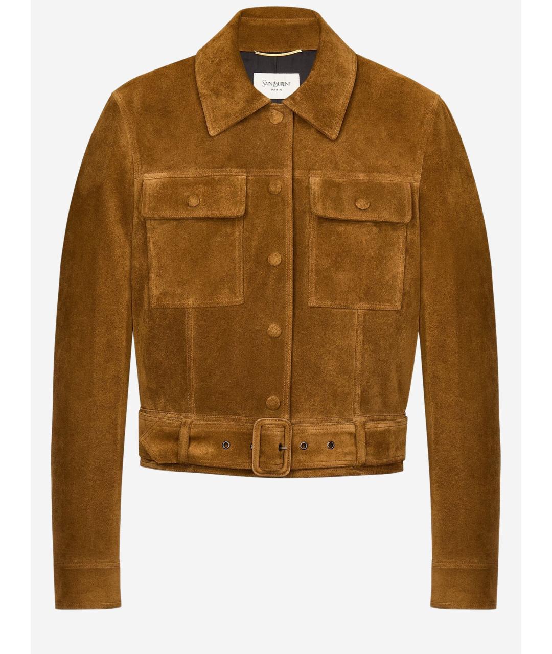 SAINT LAURENT Коричневая замшевая куртка, фото 4