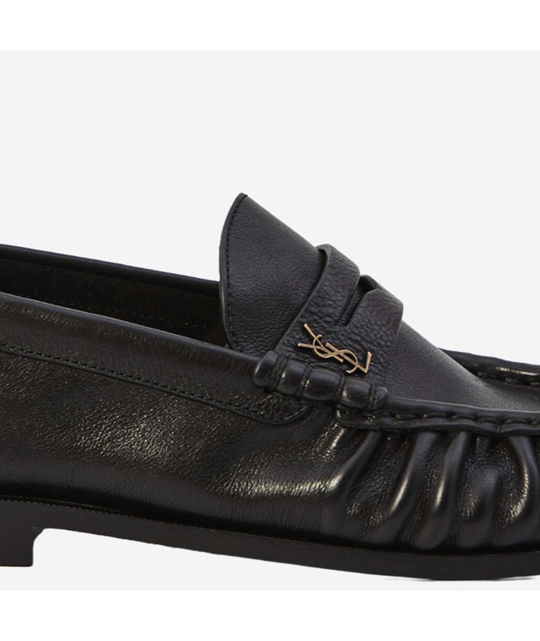 SAINT LAURENT Черные кожаные лоферы, фото 5