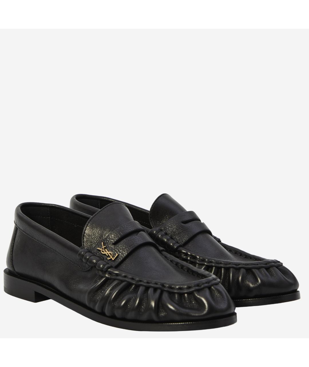 SAINT LAURENT Черные кожаные лоферы, фото 3