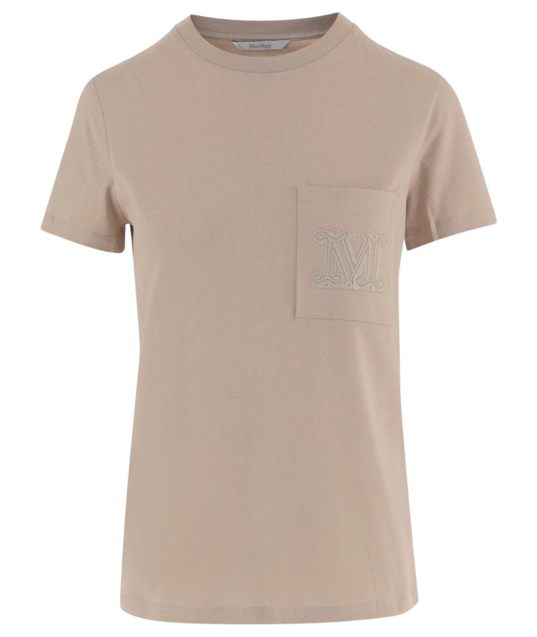 MAX MARA Бежевая хлопковая футболка, фото 1