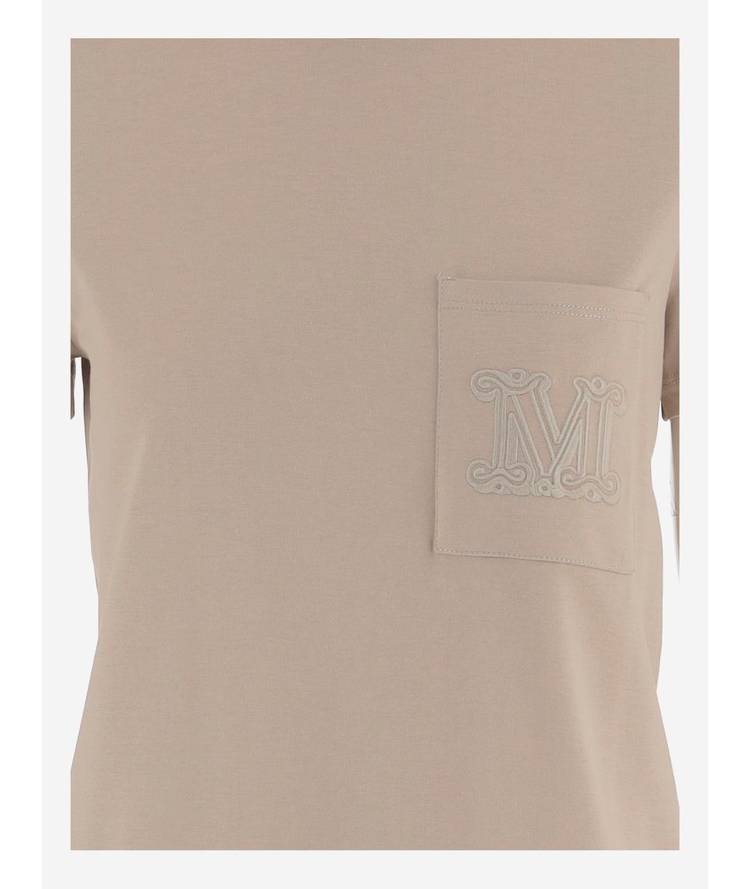 MAX MARA Бежевая хлопковая футболка, фото 3