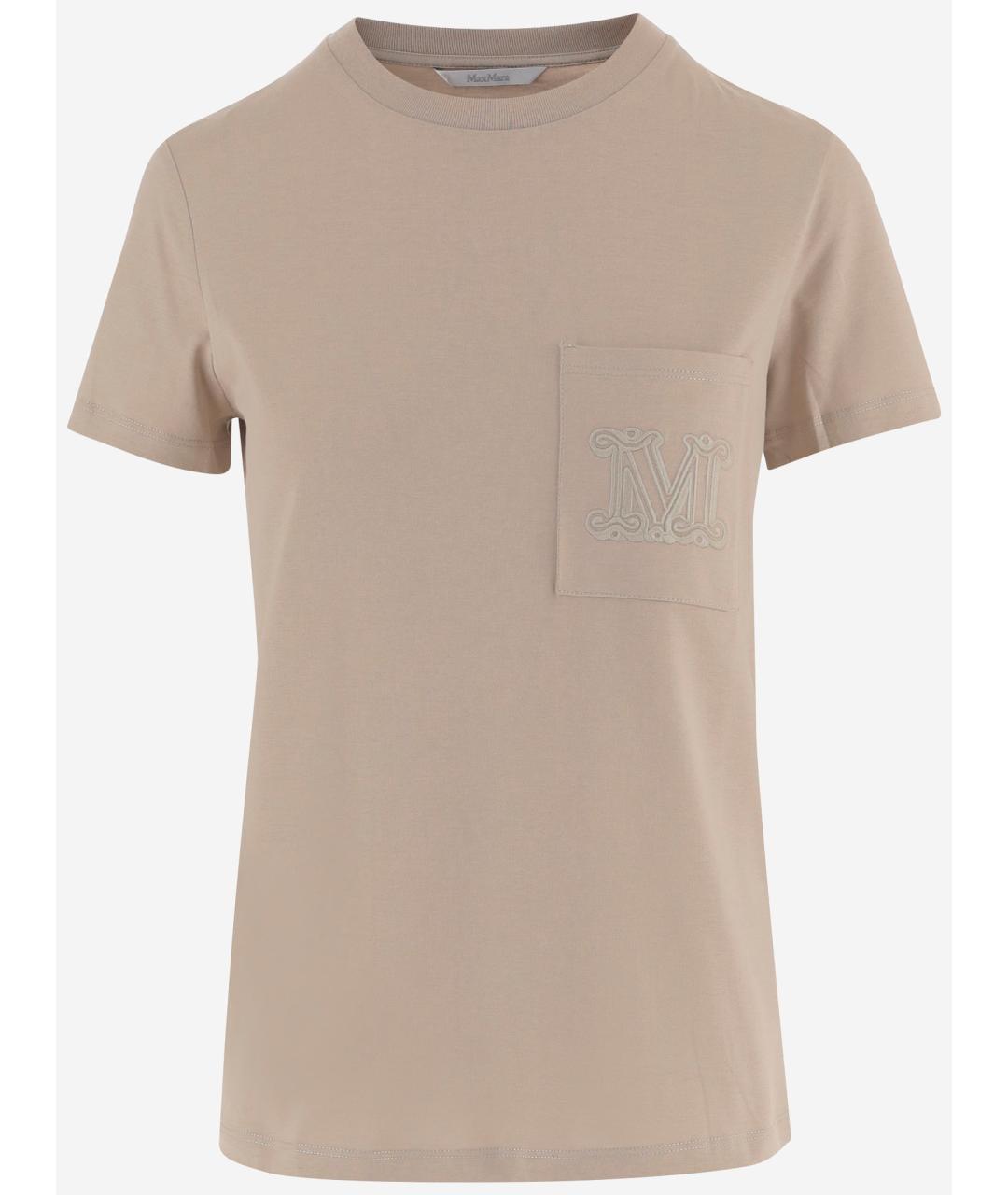 MAX MARA Бежевая хлопковая футболка, фото 4