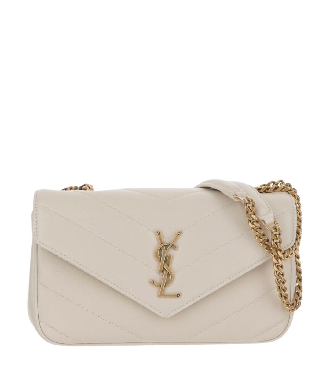 SAINT LAURENT Белая кожаная сумка через плечо, фото 1