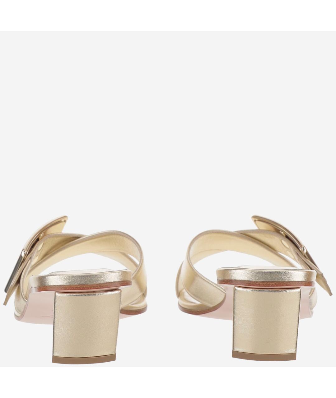 ROGER VIVIER Золотые кожаные босоножки, фото 3