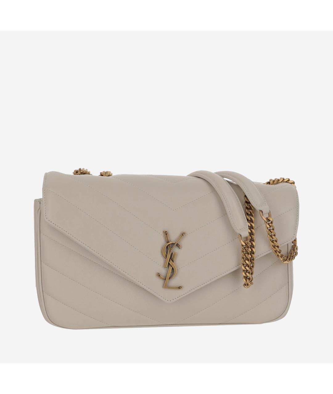 SAINT LAURENT Белая кожаная сумка через плечо, фото 5