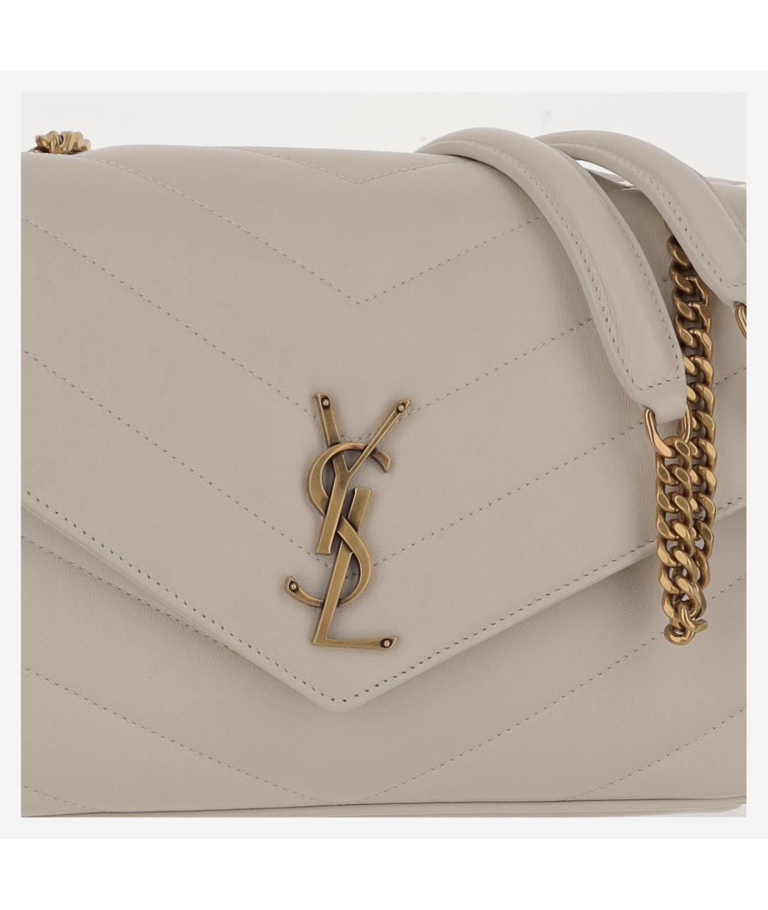 SAINT LAURENT Белая кожаная сумка через плечо, фото 4