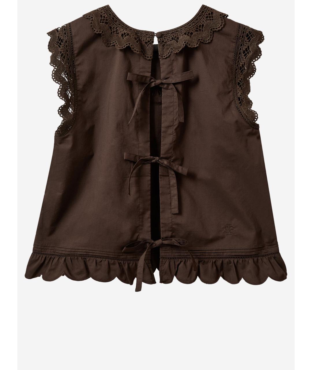 THE GARMENT Коричневая хлопковая майка, фото 2