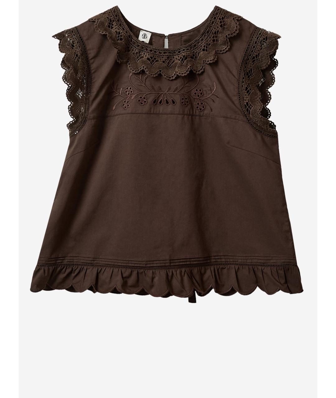 THE GARMENT Коричневая хлопковая майка, фото 4