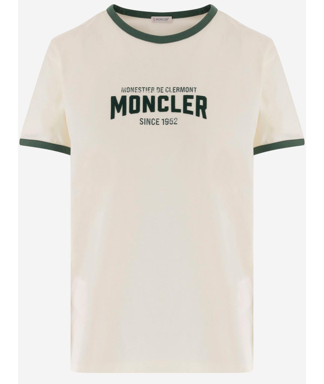 MONCLER Бежевая хлопковая футболка, фото 4