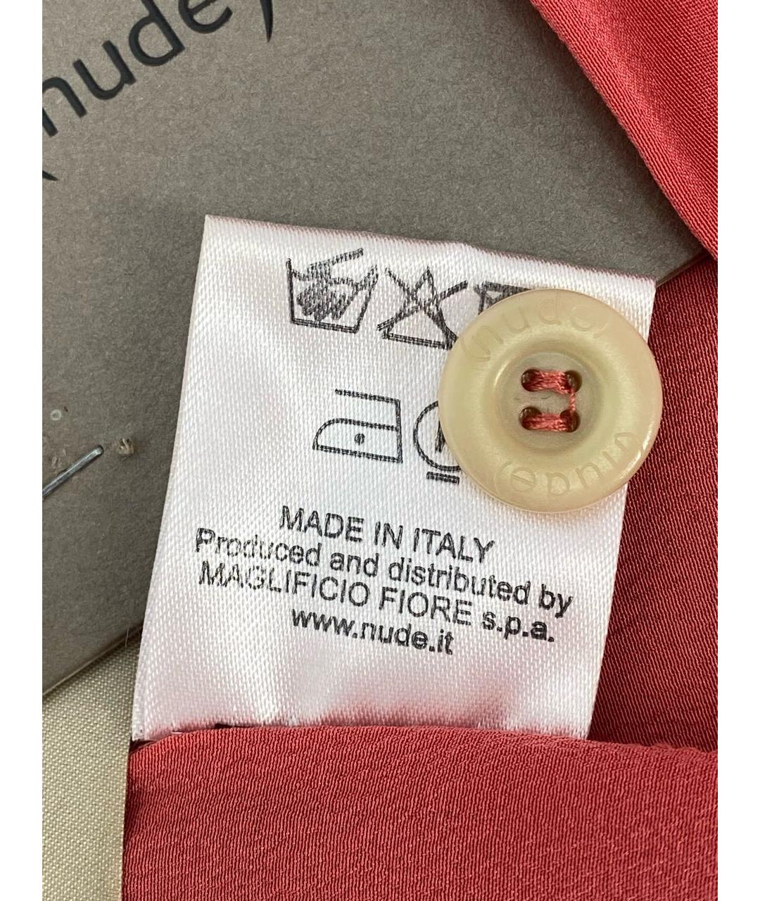 NUDE Коралловые шелковые прямые брюки, фото 4