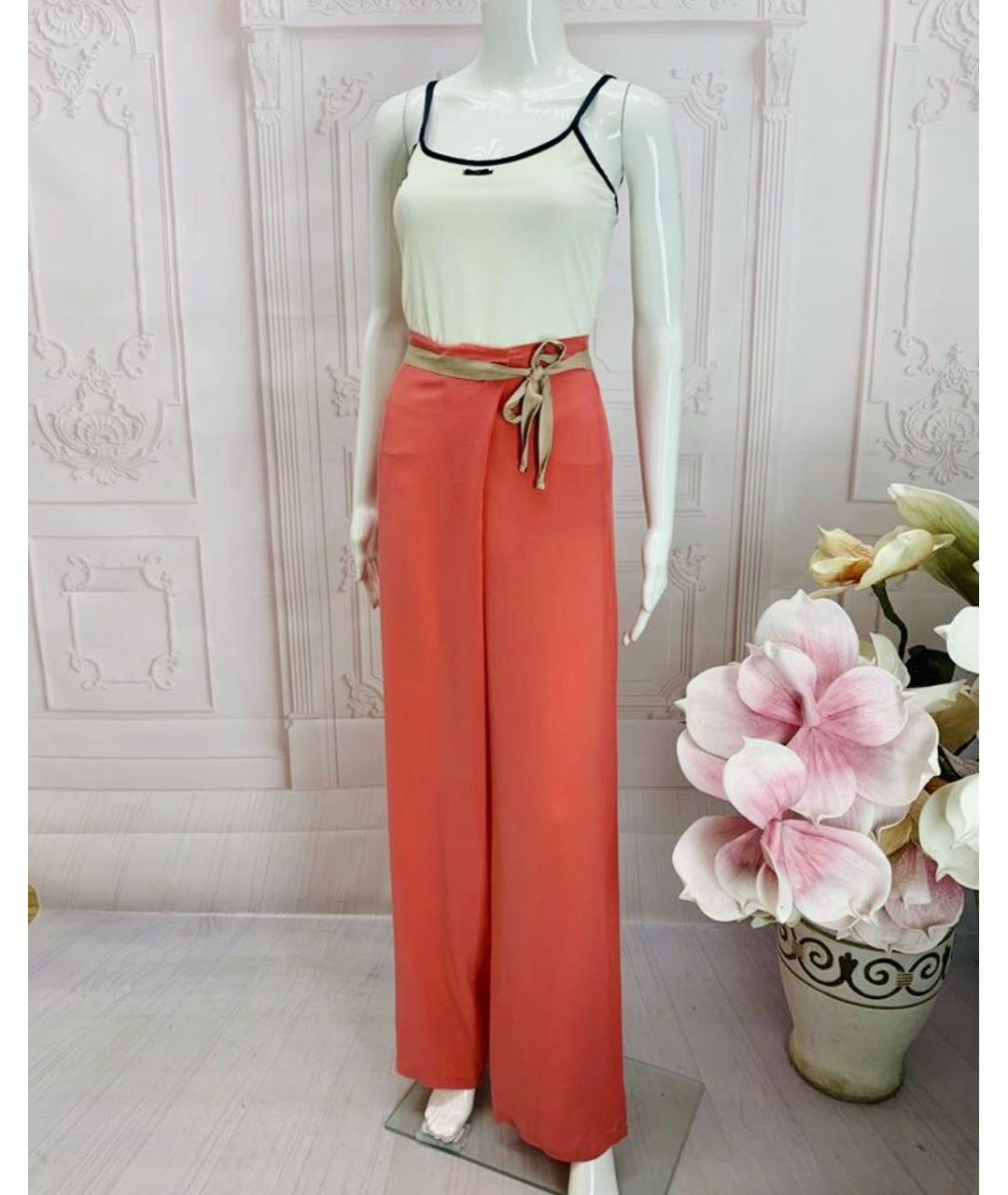 NUDE Коралловые шелковые прямые брюки, фото 5