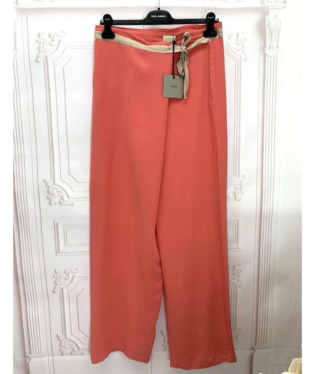 NUDE Коралловые шелковые прямые брюки, фото 8