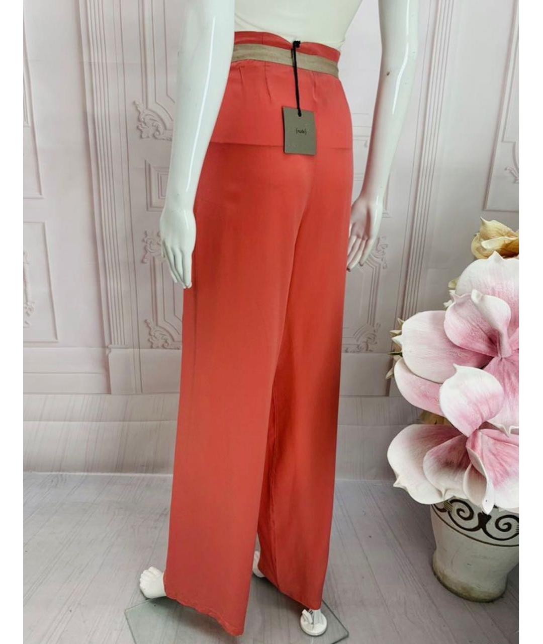 NUDE Коралловые шелковые прямые брюки, фото 6