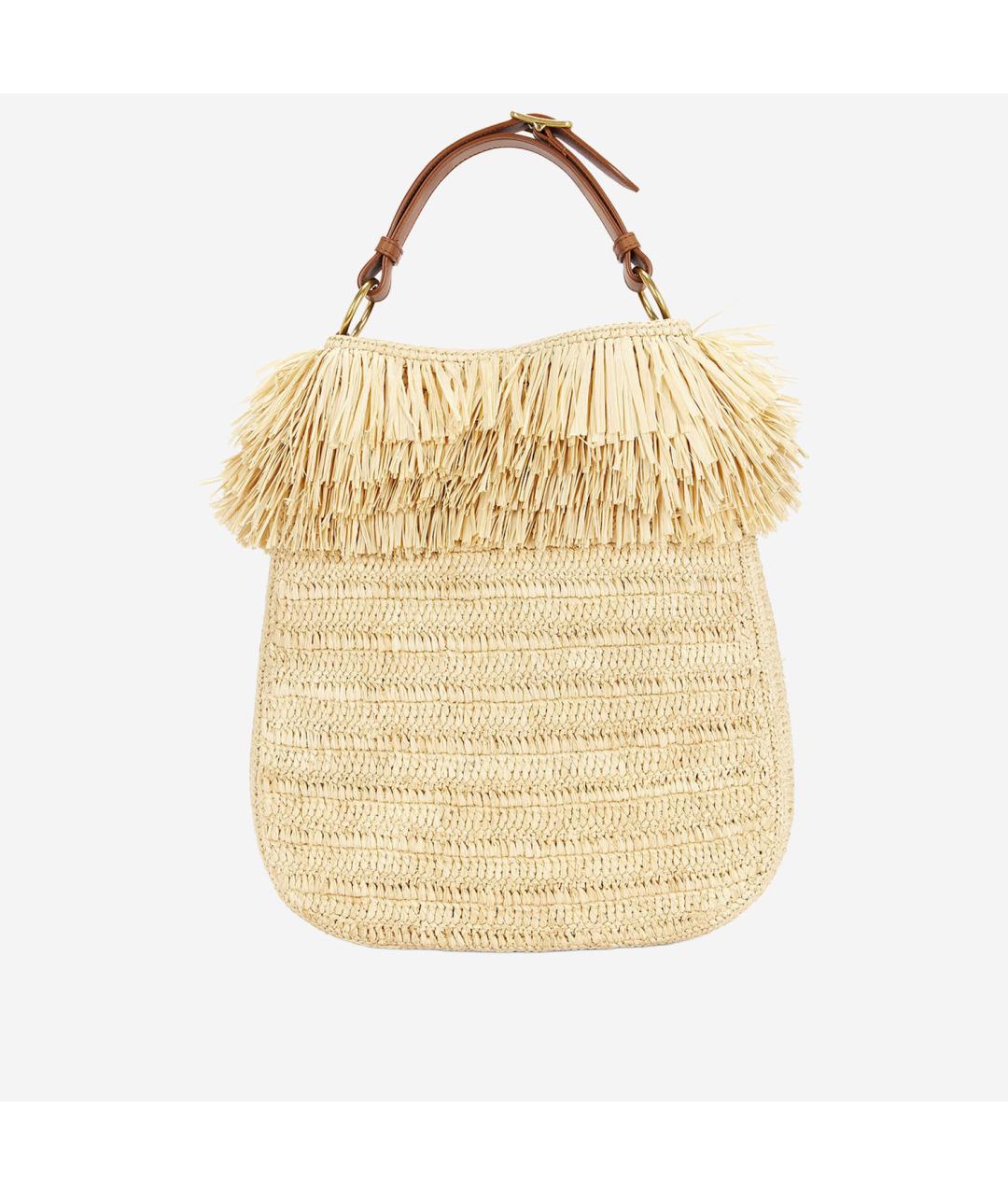 SAINT LAURENT Бежевая пелетеная сумка тоут, фото 4