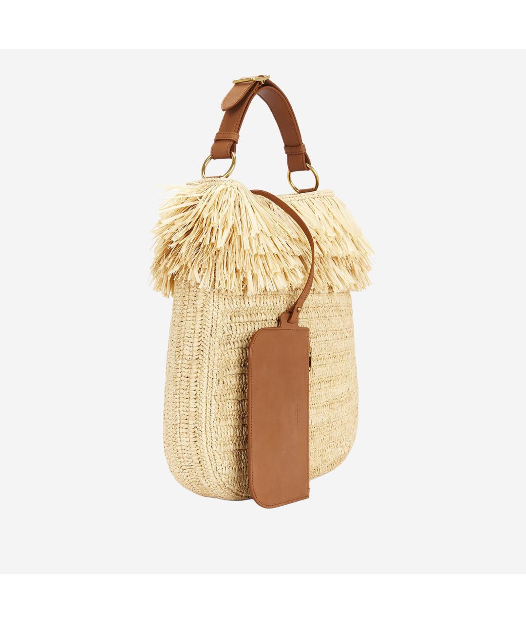 SAINT LAURENT Бежевая пелетеная сумка тоут, фото 3