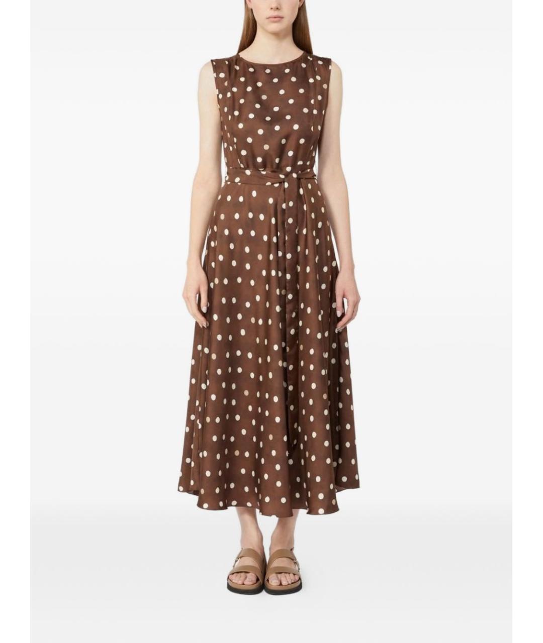 'S MAX MARA Коричневое шелковое повседневное платье, фото 4