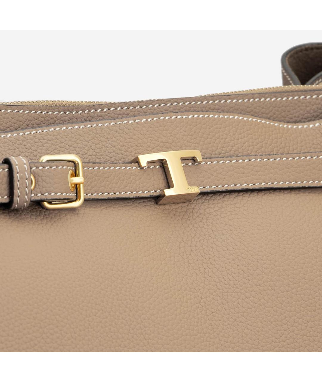 TOD'S Бежевая кожаная сумка тоут, фото 4