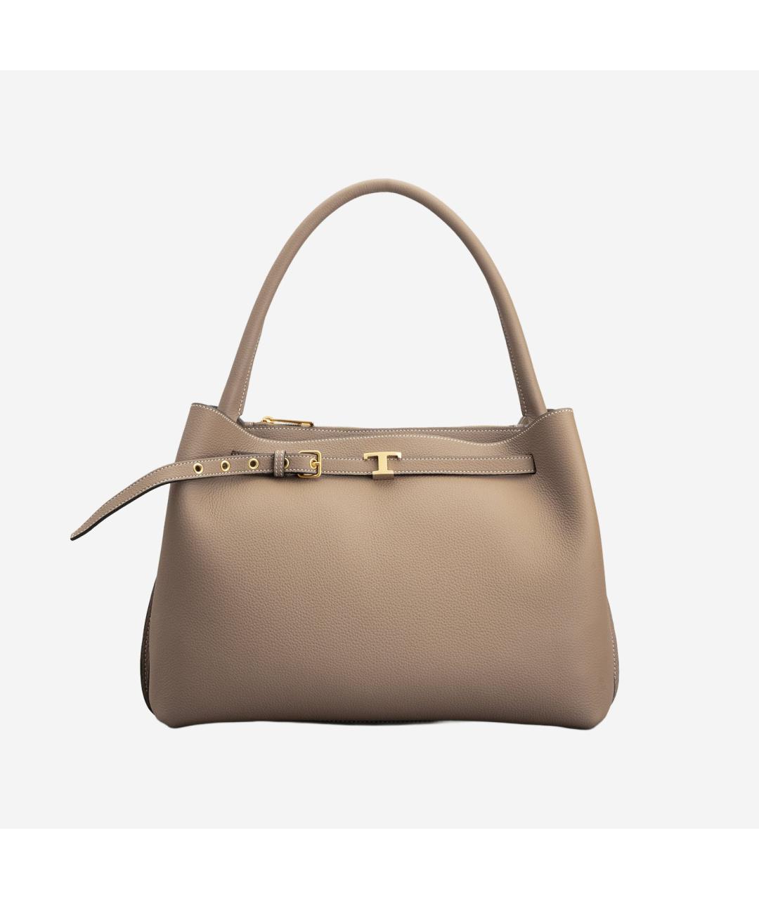 TOD'S Бежевая кожаная сумка тоут, фото 5