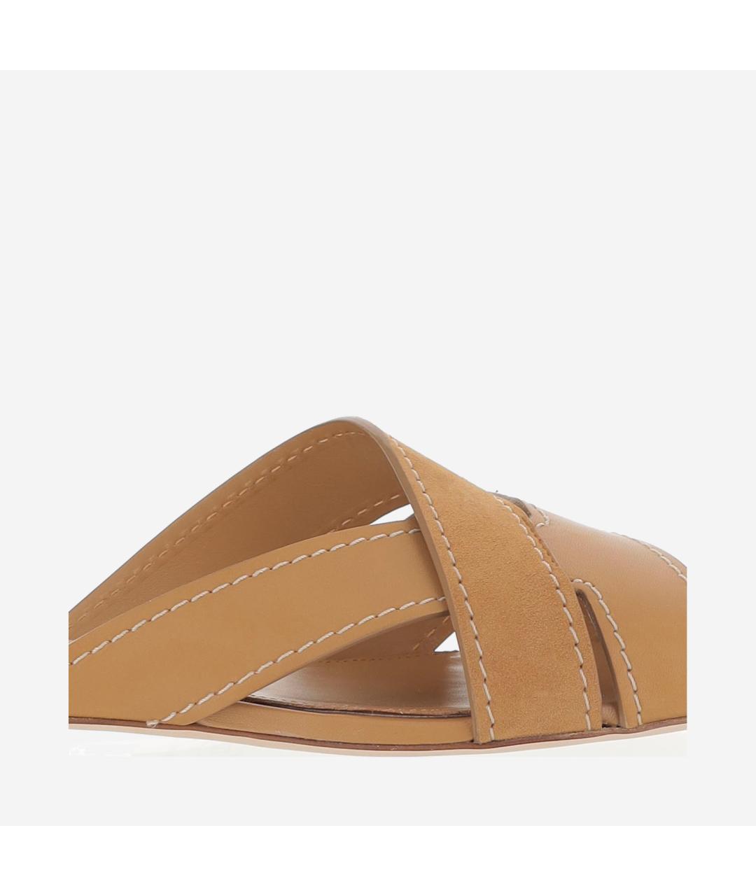 TOD'S Бежевые кожаные сандалии, фото 5