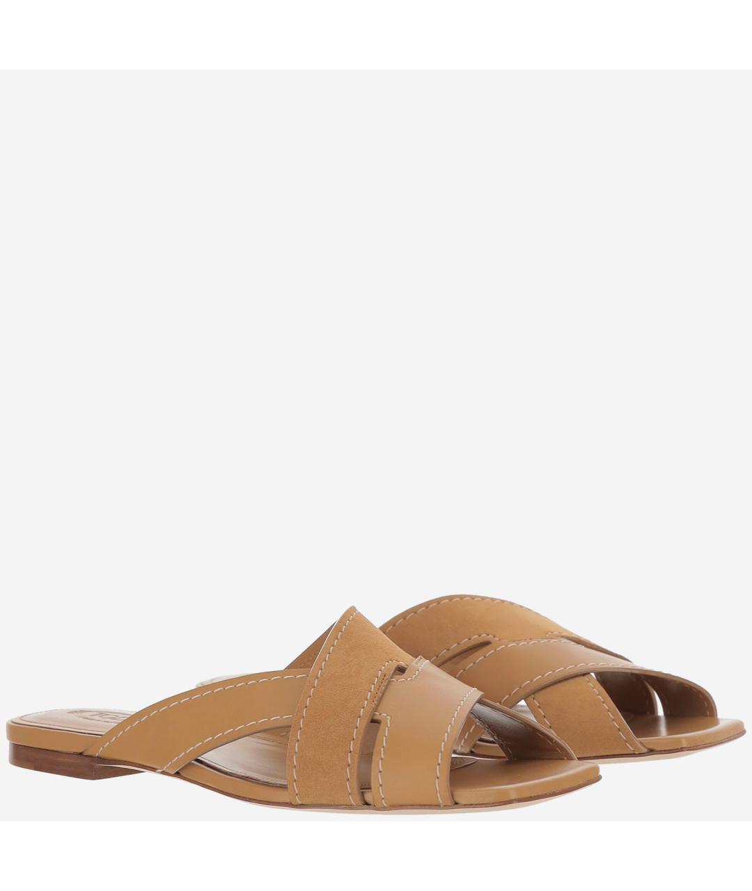 TOD'S Бежевые кожаные сандалии, фото 3