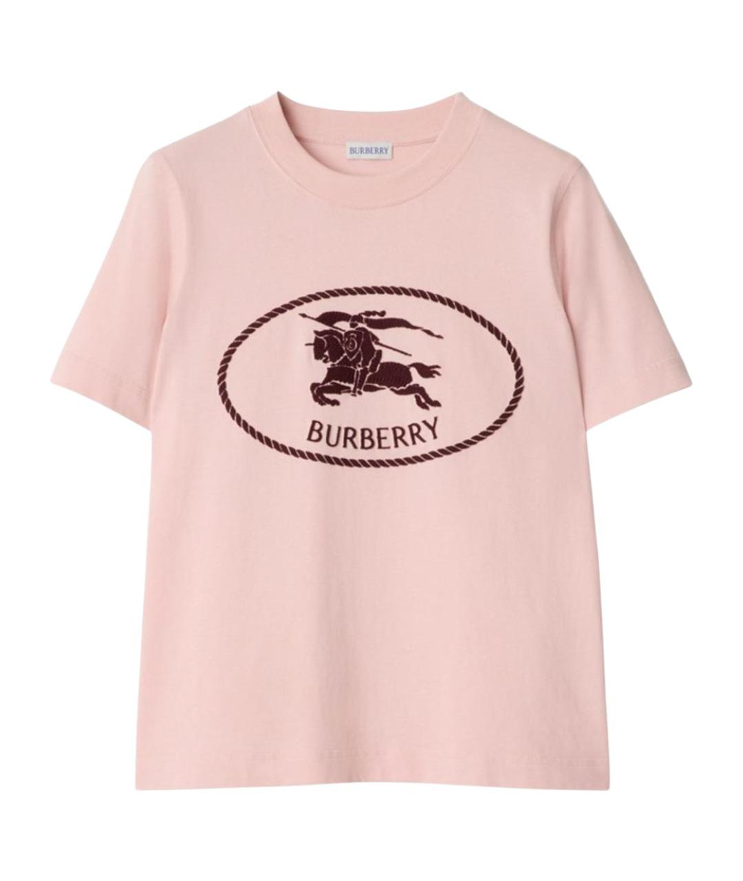 BURBERRY Розовая хлопковая футболка, фото 1